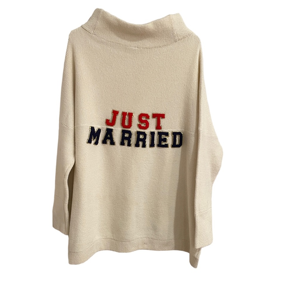Free People mock neck off white ribbed sweater Just Married women’s size M